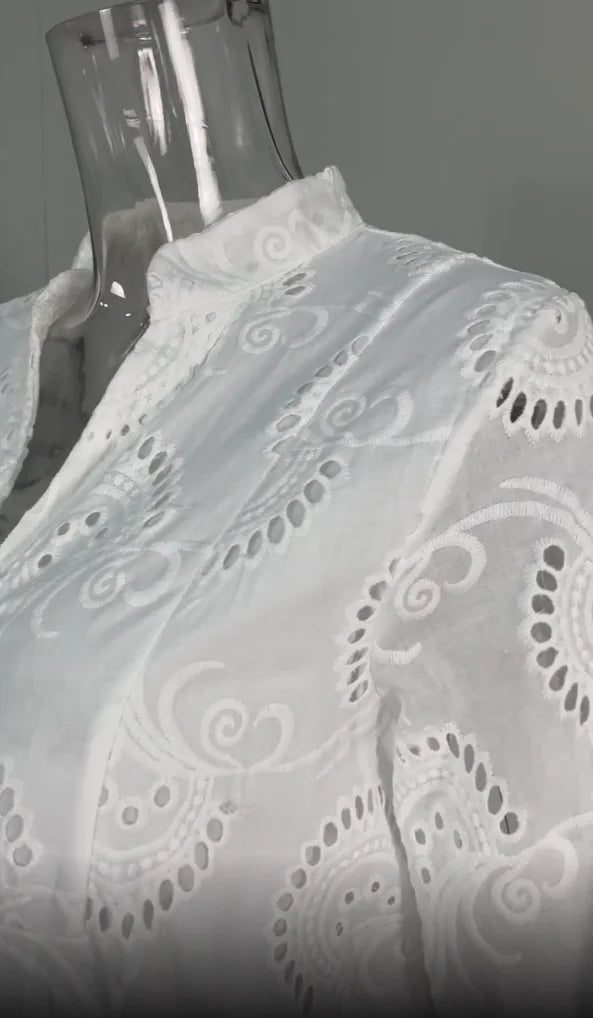 Intims - Robe chemise à broderie longue ample et à manches évasées - 37713FR