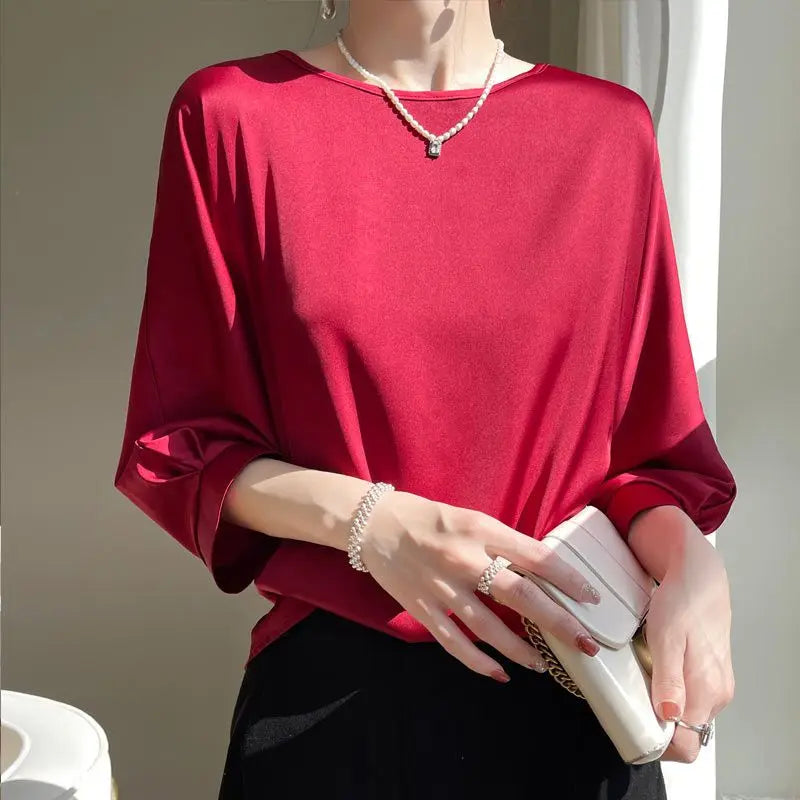 Blouse Intemporelle en Satin Manches 3/4