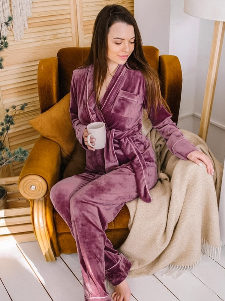 Intims - Pyjama peignoir chaud en velours - 92874FR