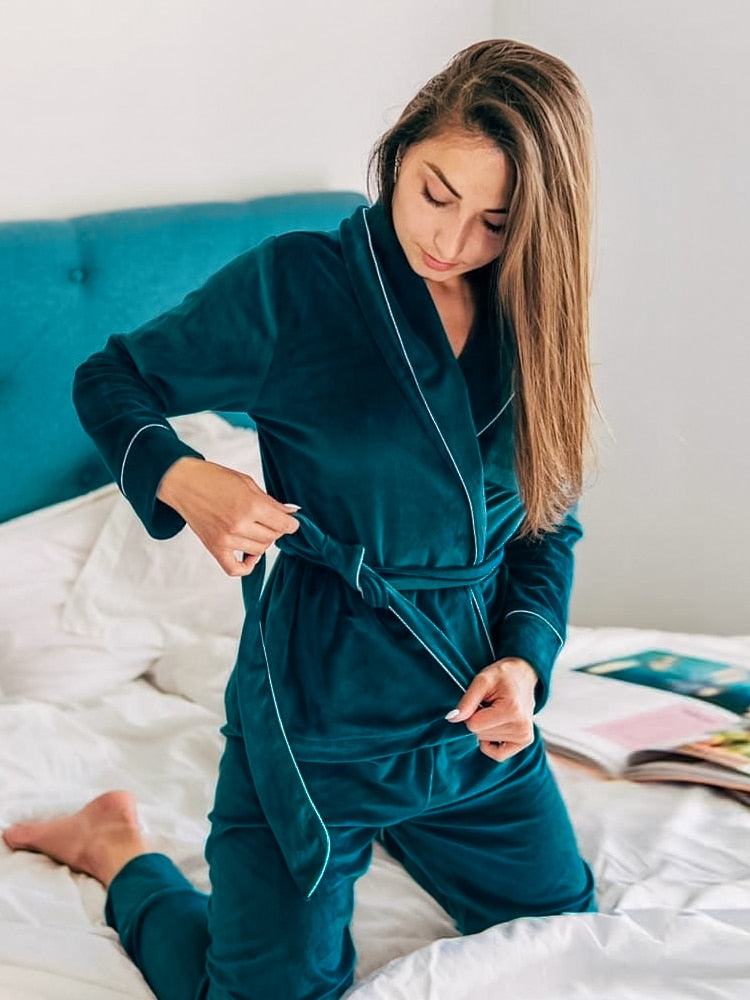 Intims - Pyjama peignoir chaud en velours - 92874FR