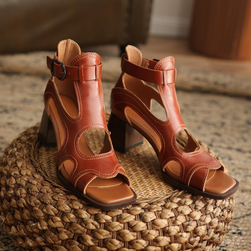 Cowboy open sandals - Leather