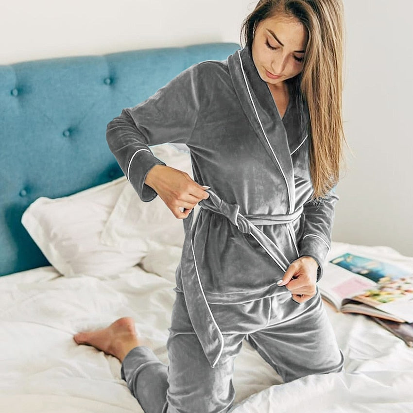 Intims - Pyjama peignoir chaud en velours - 92874FR