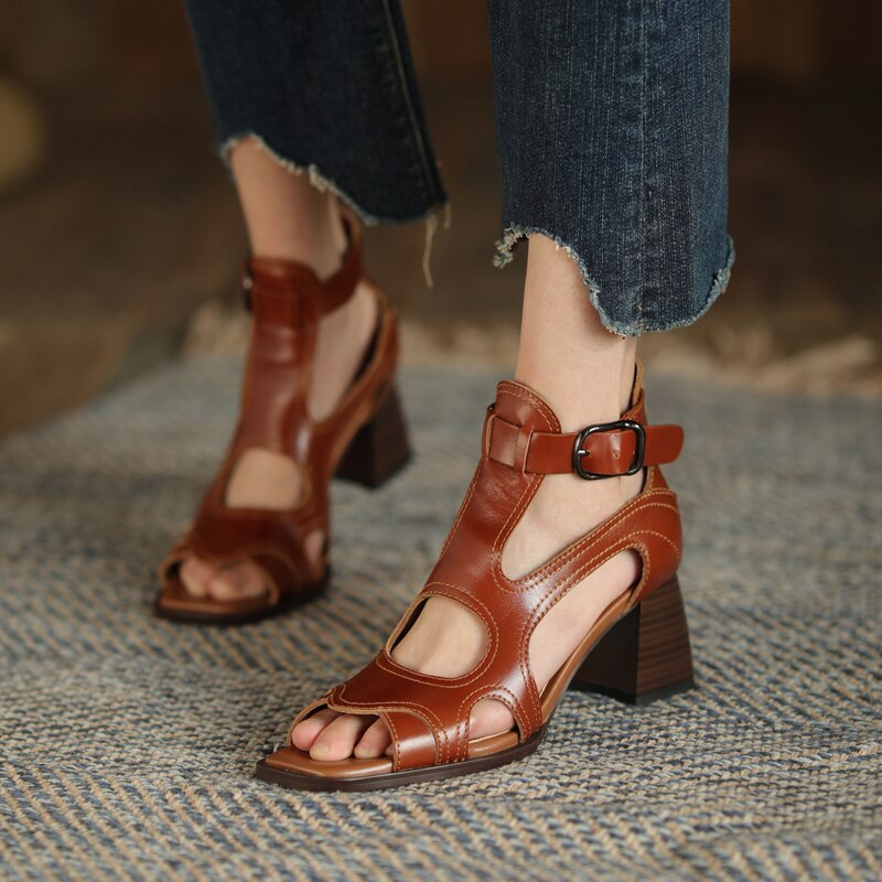 Cowboy open sandals - Leather