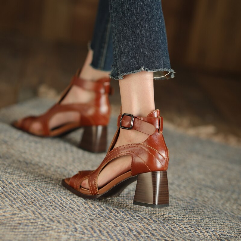 Cowboy open sandals - Leather