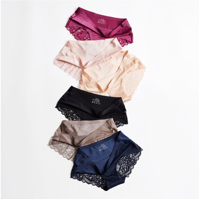 Intims - 3x Culotte en soie glacée - Dentelle