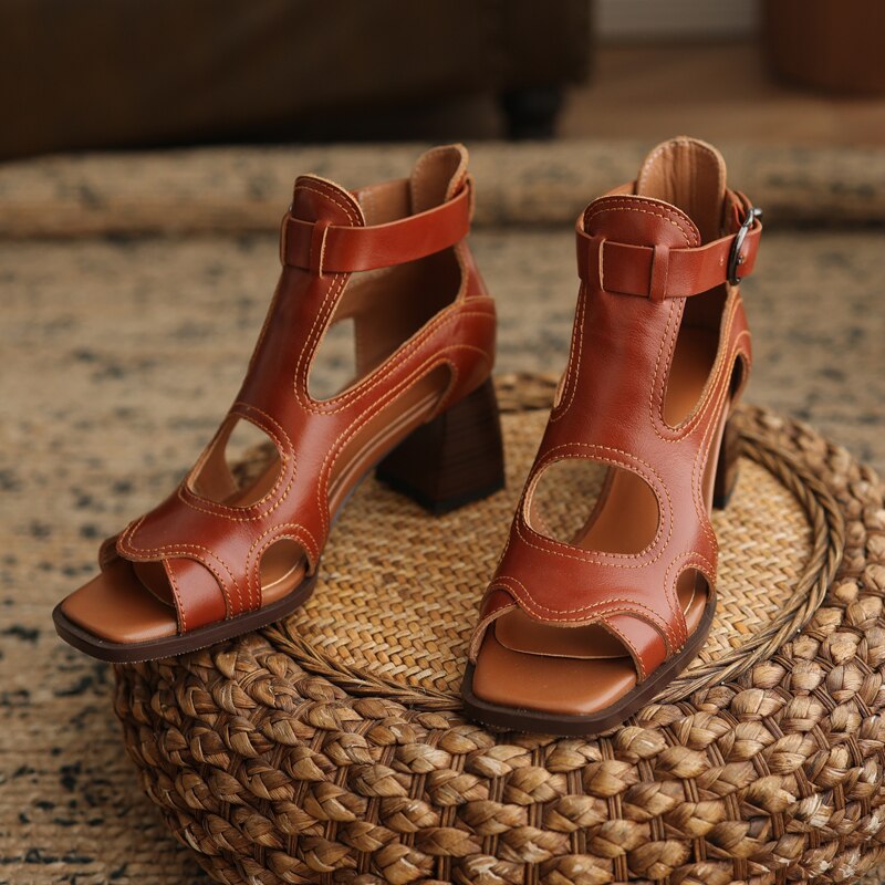 Cowboy open sandals - Leather