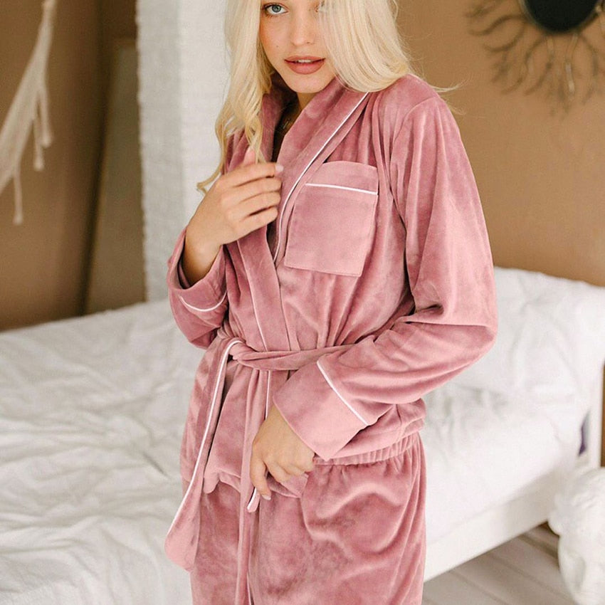 Intims - Pyjama peignoir chaud en velours - 92874FR