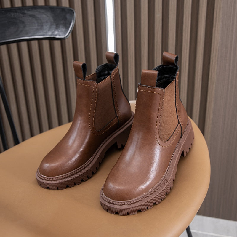 Bottines Chelsea rétro en cuir
