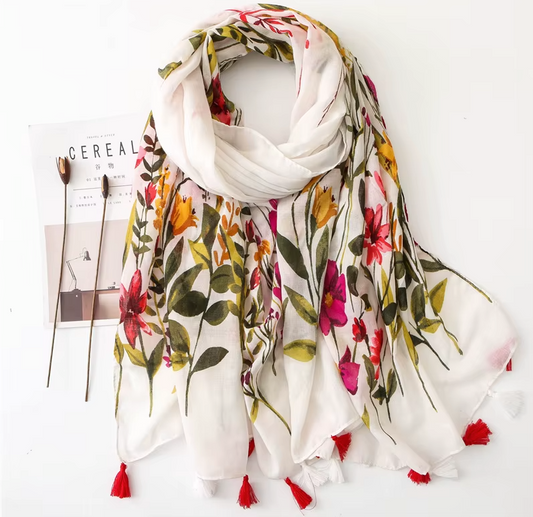 Intims - Foulard Printanier en Viscose à Imprimé et Pompoms pour Femmes - 58291FR