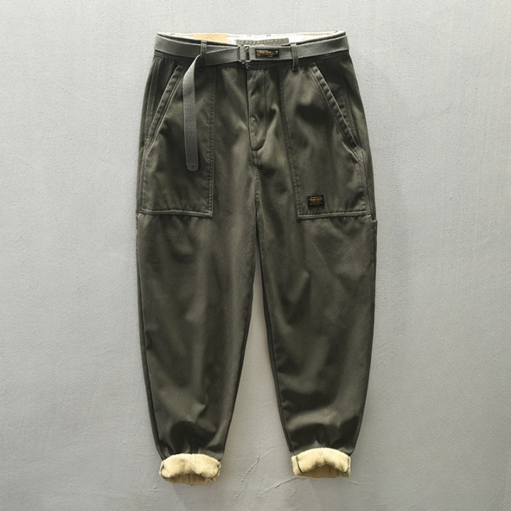 Pantalon Cargo polaire en coton style vintage - Velvet warm