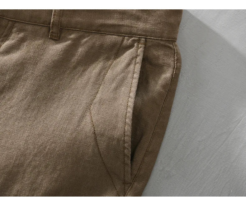 Intims - Shorts Casual en Lin 100% avec Bouton pour Hommes - 34567FR