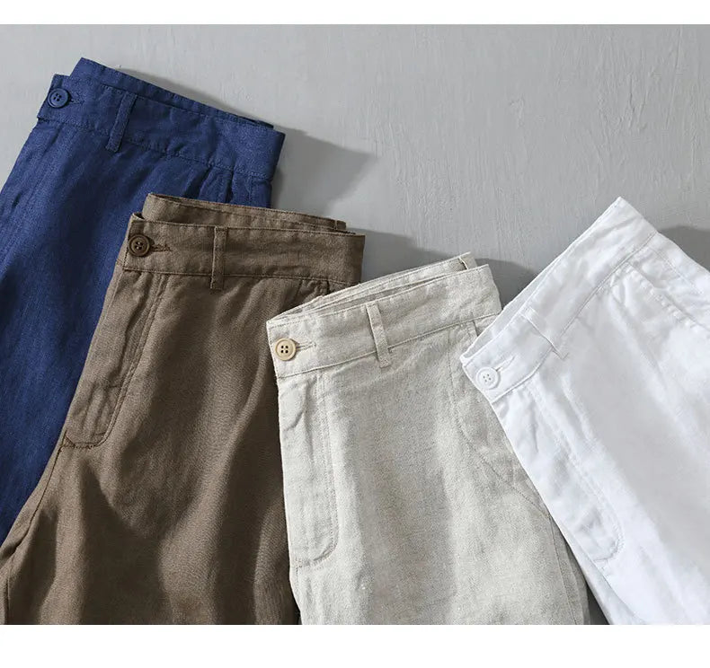 Intims - Shorts Casual en Lin 100% avec Bouton pour Hommes - 34567FR