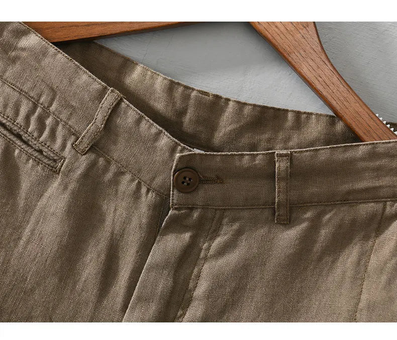 Intims - Shorts Casual en Lin 100% avec Bouton pour Hommes - 34567FR