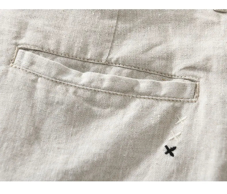 Intims - Shorts Casual en Lin 100% avec Bouton pour Hommes - 45678FR