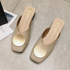 Intims - Mules à talons plats pour femme - Modèle carré - 67890FR