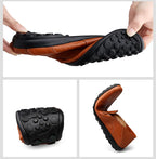 Mocassins à enfiler plats et aérés en cuir véritable