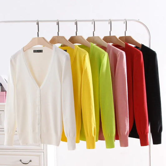 Intims - Cardigan Tricoté fine maille à Boutons et Col en V - 15 Couleurs - 75319FR