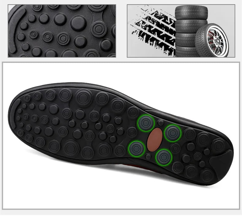 Mocassins à enfiler plats et aérés en cuir véritable