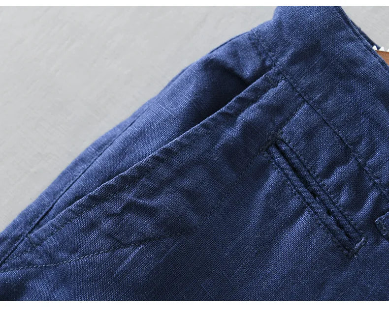 Intims - Shorts Casual en Lin 100% avec Bouton pour Hommes - 12345FR