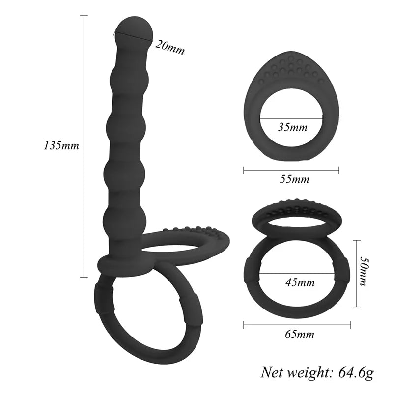 COCKRING 2 en 1 - Anneau pénien & Plug anal perlé