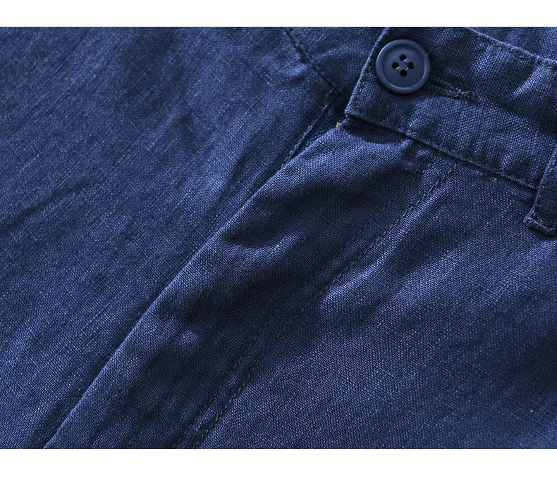 Intims - Shorts Casual en Lin 100% avec Bouton pour Hommes - 12345FR