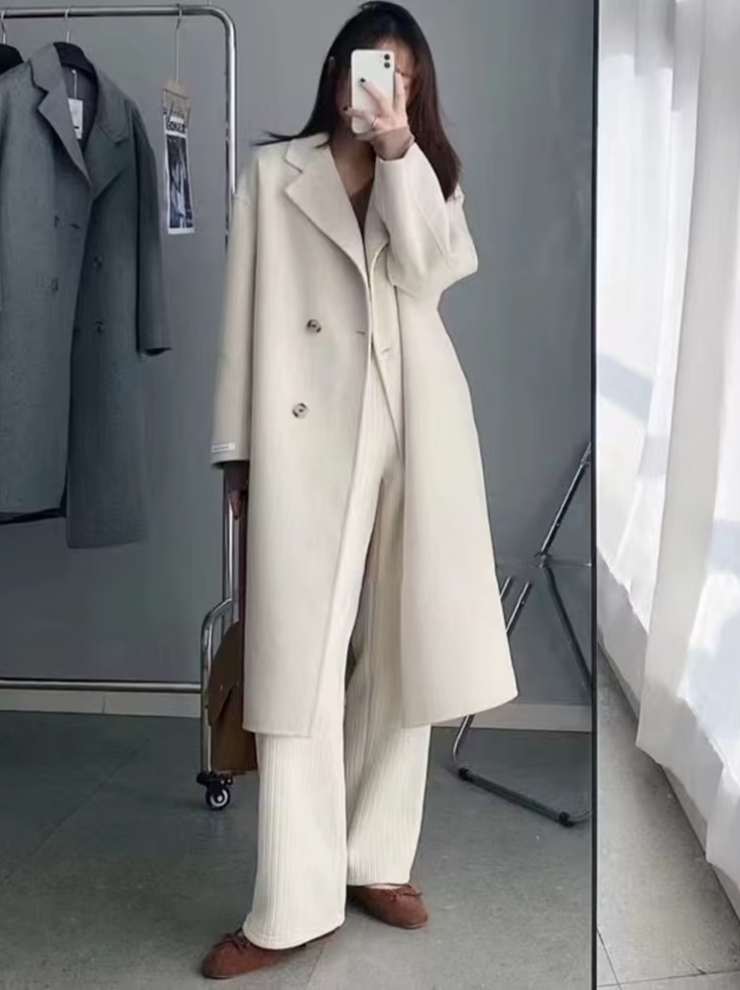 Intims - Women's Double-Breasted Long Wool Coat - 62493FR