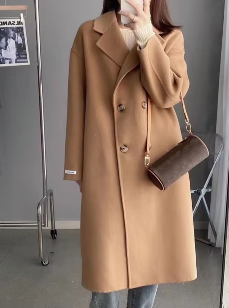 Intims - Women's Double-Breasted Long Wool Coat - 62493FR