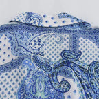 Intims - Ensemble Chemisier Imprimé Bandana Bleu et Pantalon Large Taille Haute pour Femme - 97531FR