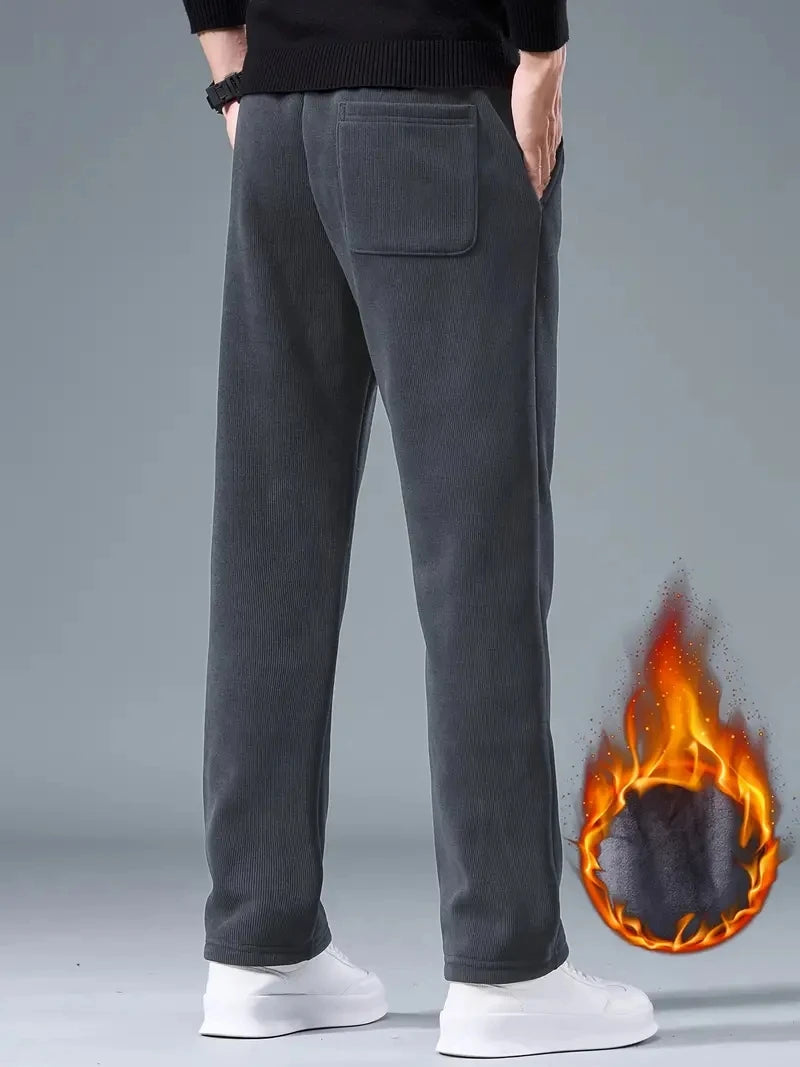 Pantalon Casual Ample en Velours Côtelé & Doublure Polaire - Homme