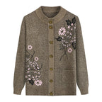 Cardigan à Col Rond avec Motif Florale