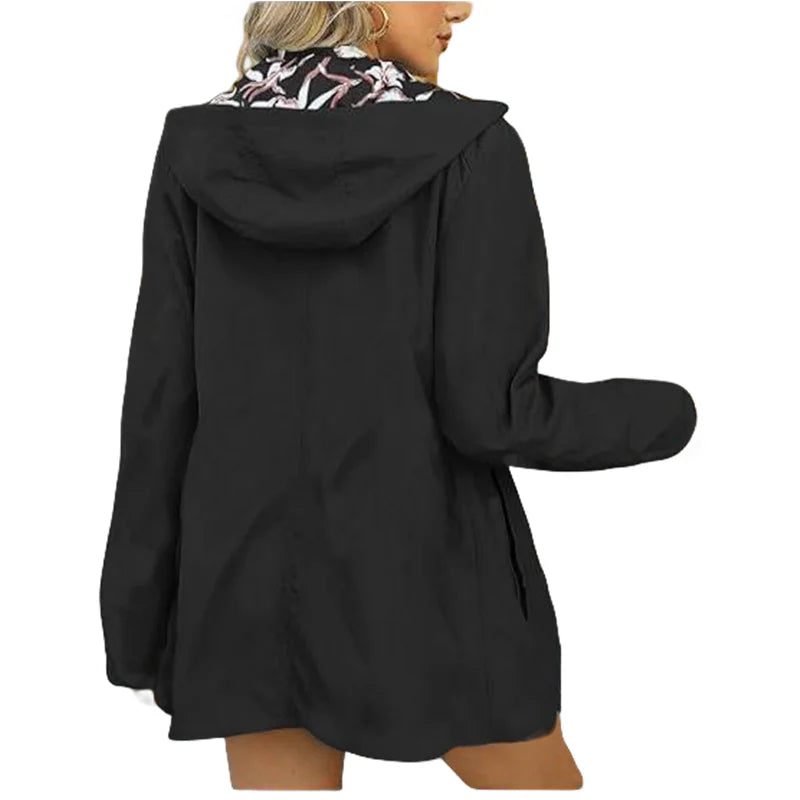Imperméable de Pluie à Capuche Réversible - Femme