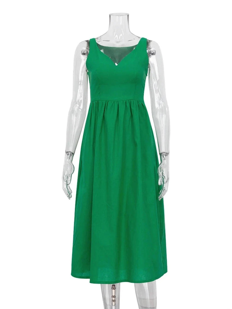 Intims - Robe Été Verte à Col en V pour Femmes - 67890FR