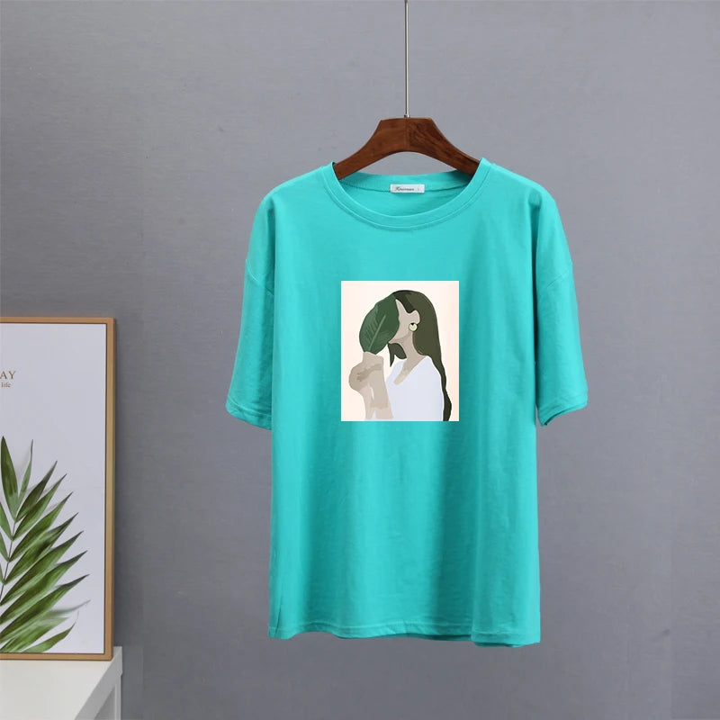 T-shirt en Coton ample à imprimé Femme tropical