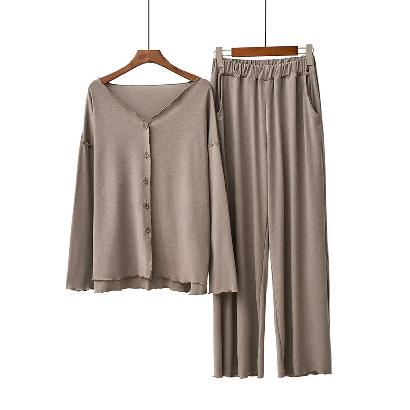 Intims - Pyjama en Coton Ultra-Doux Manches Longues & Pantalon pour Femme - 10002FR