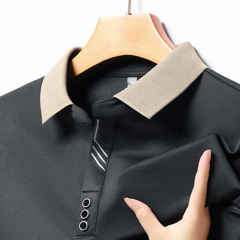 Intims - Polo à Manches Longues à Col Beige pour Homme - 91045FR