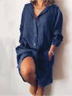 Intims - Robe Chemise longue en coton et lin pour femme