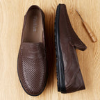 Mocassins à enfiler plats et aérés en cuir véritable