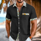 Chemise Homme à Manches Courtes & Poche - Imprimé Tropical