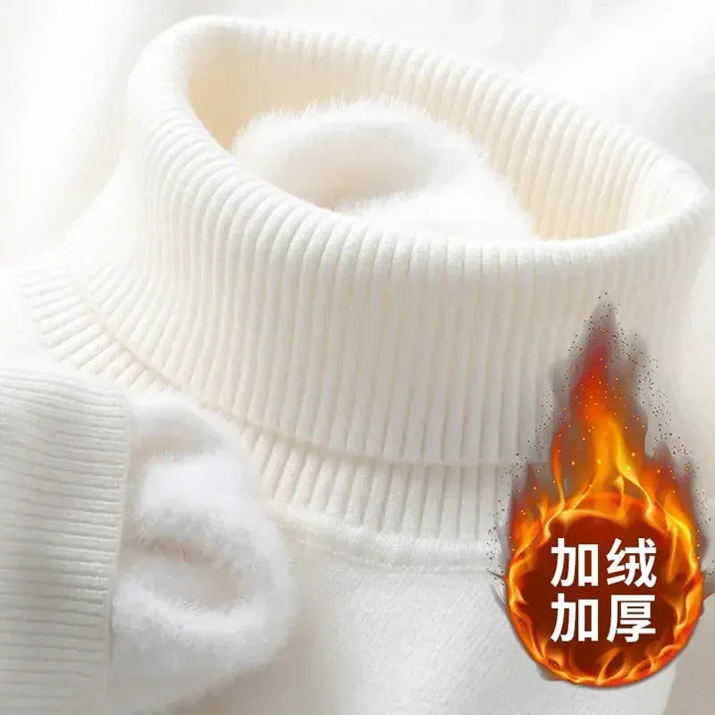 Pull Col Cheminé en Maille avec Doublure Polaire Homme