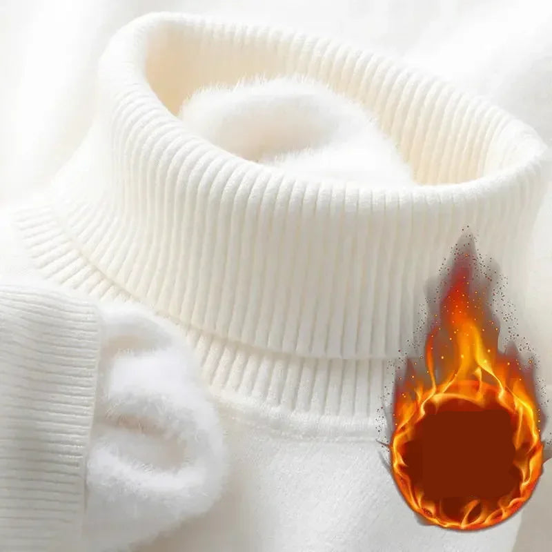 Pull Col Cheminé en Maille avec Doublure Polaire Homme