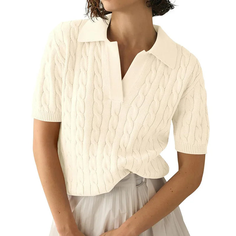 Intims - Polo Maille Coton Doux Manches Courtes pour Femmes - 93654FR