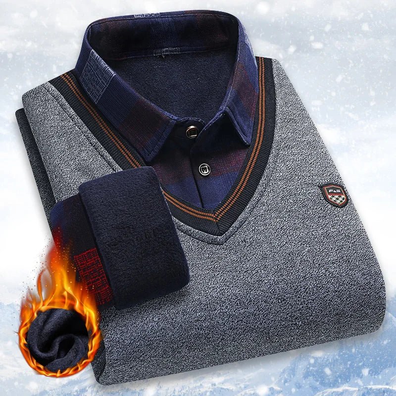 Intims - Pull Col V avec Chemise à Motif pour Homme - 10001FR