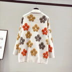 Cardigan en maille à Motif Floral en Relief