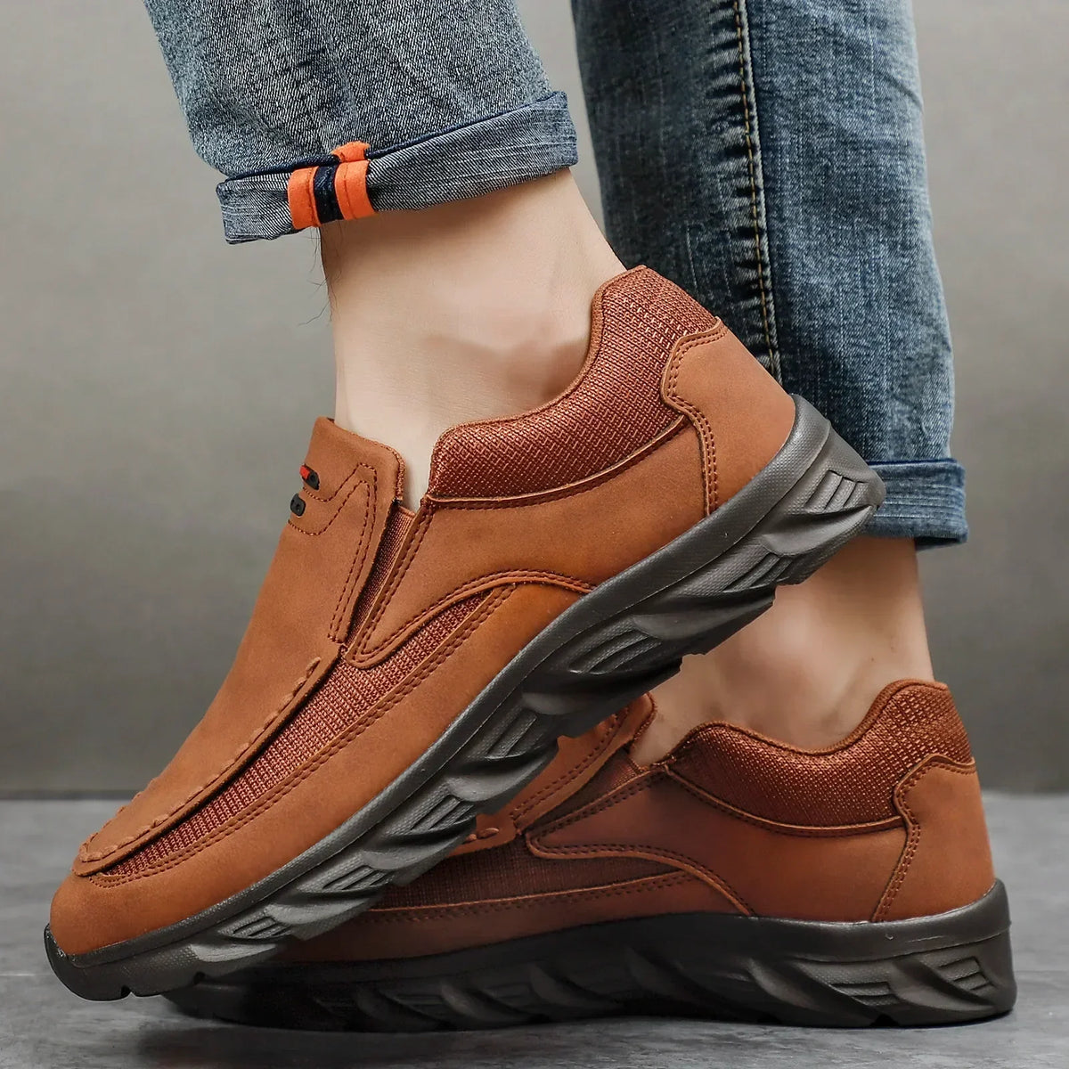 Chaussures Slip-on en Cuir PU et Maille - Homme