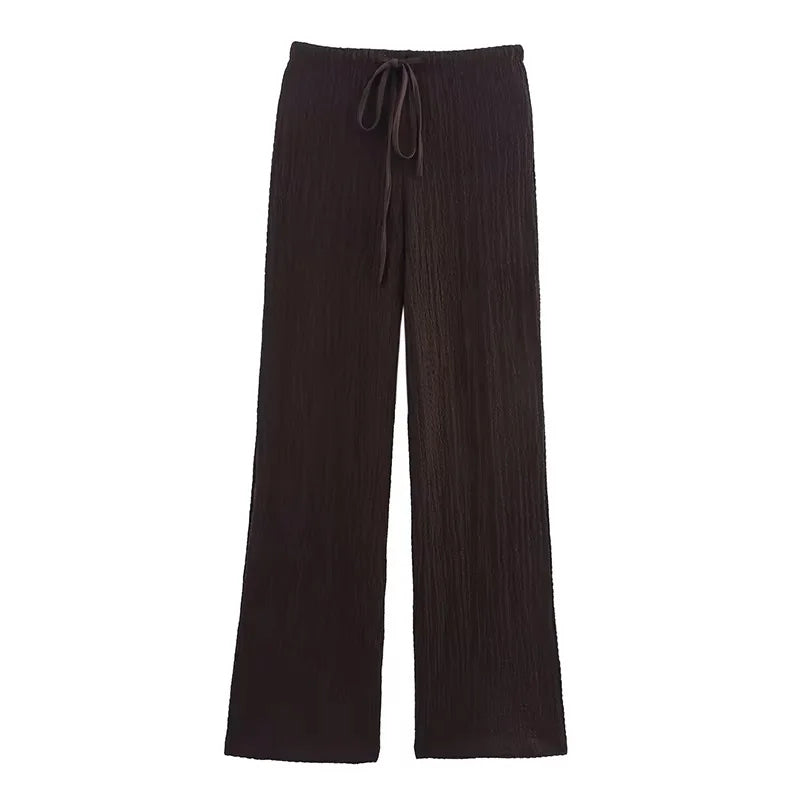 Ensemble 2PCS Texturé Veston Sans Manche à Bouton & Pantalon Élastique