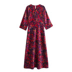 Intims - Robe Mi-Longue manches 3/4 - Motif florale automnale - 48329FR
