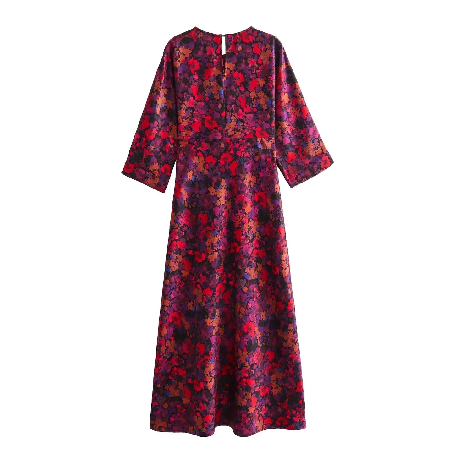Intims - Robe Mi-Longue manches 3/4 - Motif florale automnale - 48329FR