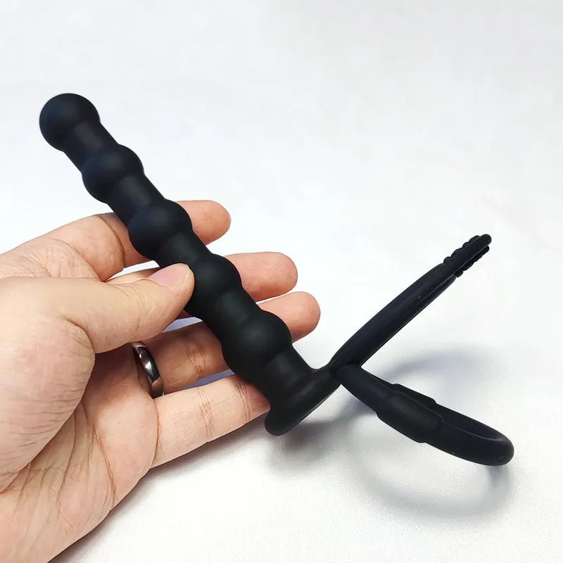 COCKRING 2 en 1 - Anneau pénien & Plug anal perlé