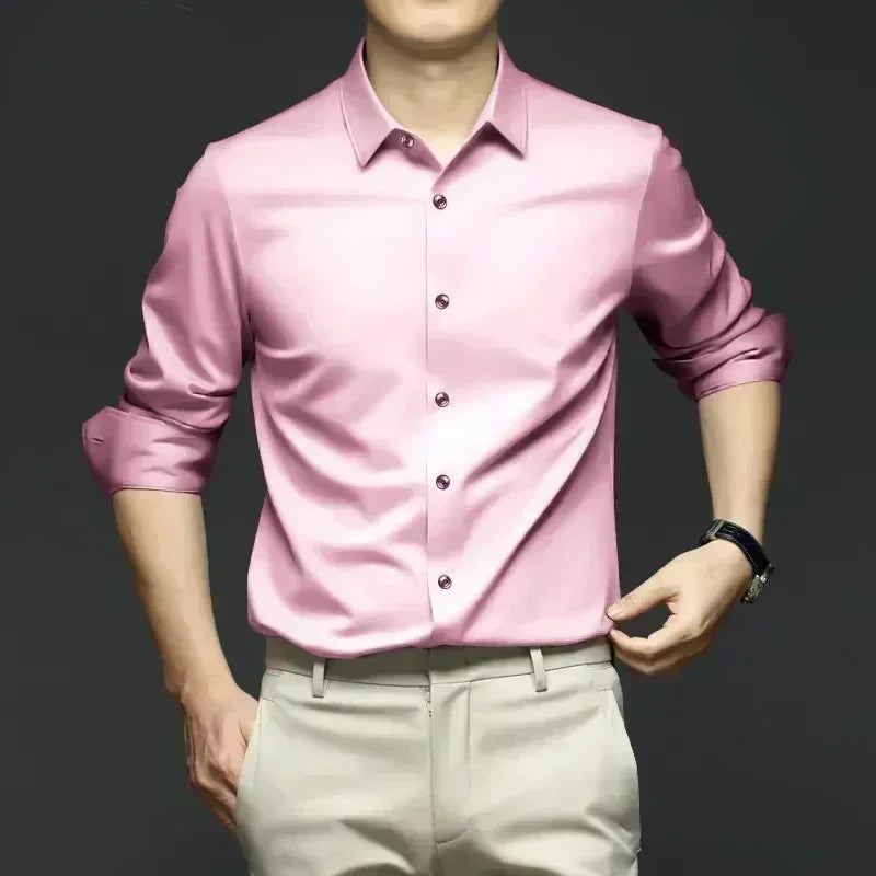 Chemise en Satin pour Homme S-6XL - 12 Couleurs