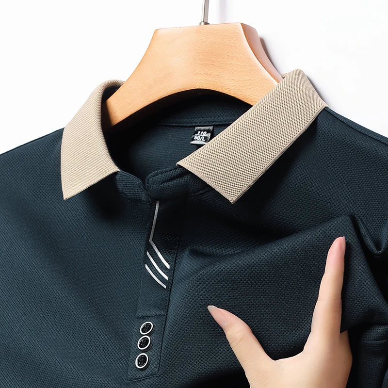 Intims - Polo à Manches Longues à Col Beige pour Homme - 91045FR